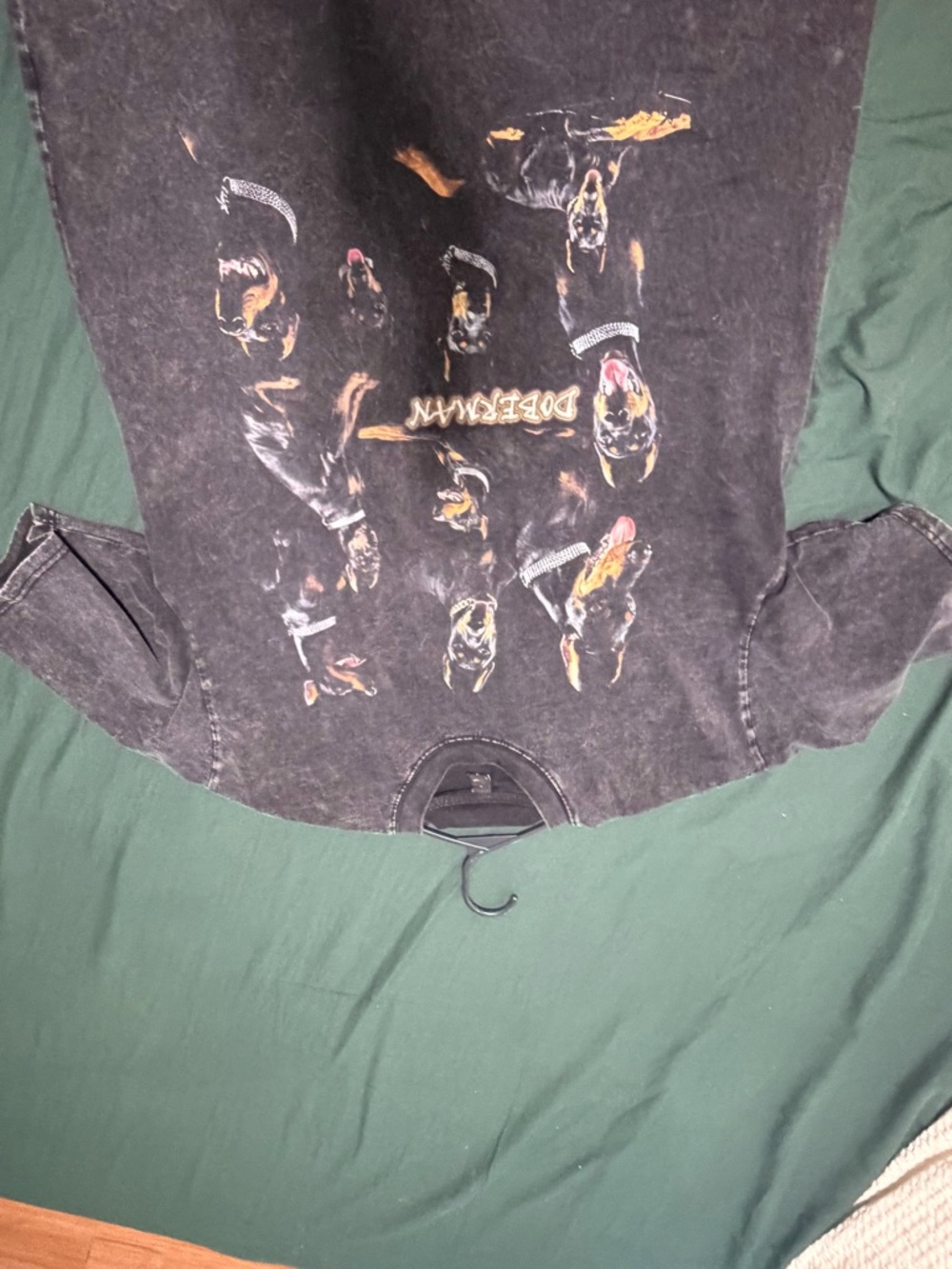 Black Graphic Tee with Small Yellow Tag
